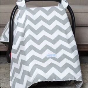 Chevy Canopy Couture Car Seat‎ Cover Gray Chevron Machine Washable Minky Dot EUC